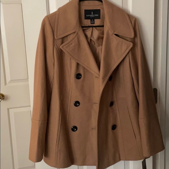 NWT London Fog Gorgeous Wool Blend Pea Coat Camel - Picture 1 of 4